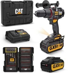 CAT DX13BA 18Volt/5.0Ah GRAPHENE Li-ion Çift Akülü Kömürsüz Profesyonel Darbeli Matkap + 45 Prç Aksesuar