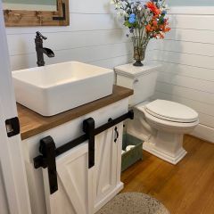 Masif Ahşap Banyo Dolap Sürgülü Kapaklı Banyo Tezgahı