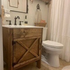 Rustik Doğal Kalın Ahşap Dolaplı Banyo Tezgahı,  Ahşap Banyo Dolap Modeli