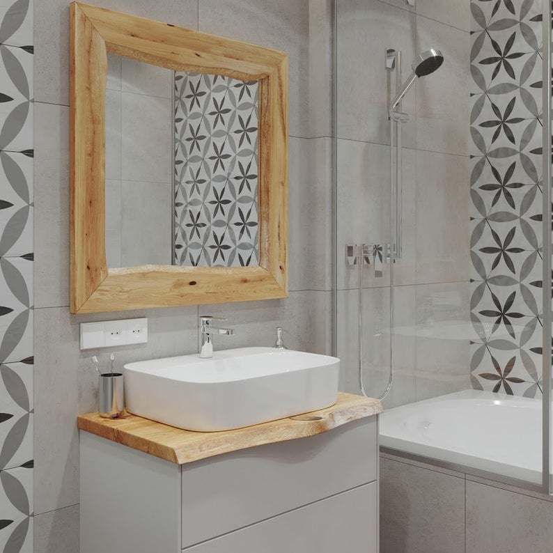 Masif Doğal Kenarlı Rustik Banyo Tezgahı