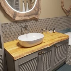 Kütük Doğal Ahşap Banyo Tezgahı