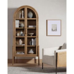 Masif Ahşap Büfe Vitrin Masif Ahşap KİTAPLIK & VİTRİN Doğal Ahşap Kitaplık