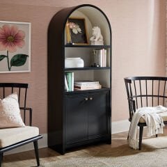 Masif Ahşap Kubbe VİTRİN Doğal Ahşap Oval Büfe Vitrin Ahşap Kitaplık