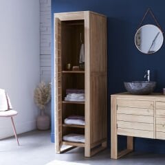 Doğal Ahşap Banyo Dolabı Masif Ahşap Banyo Organizer
