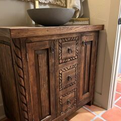 Masif Ahşap Banyo Organizer Boho Home Doğal Ahşap Banyo Dolap Çekmeceli