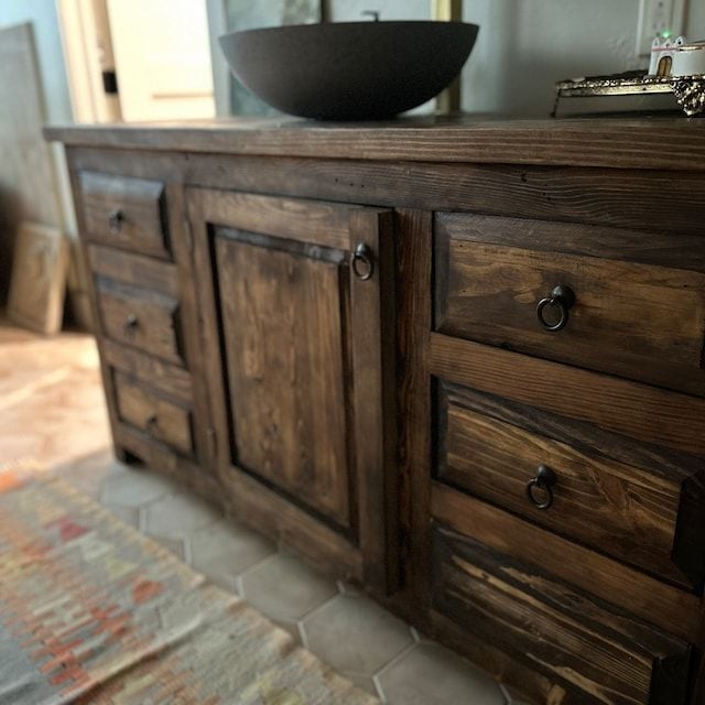 Ahşap Banyo Organizer Boho Home Doğal Ahşap Banyo Dolap Çekmeceli Kapaklı