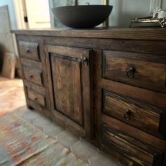 Ahşap Banyo Organizer Boho Home Doğal Ahşap Banyo Dolap Çekmeceli Kapaklı