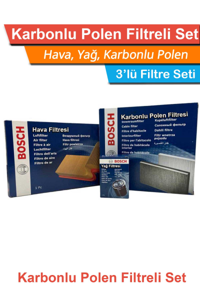 Peugeot 3008 1.6 e-HDI Euro5 Bosch Filtre Bakım Seti 2011-2015 Hava+Yağ+Karbonlu Polen