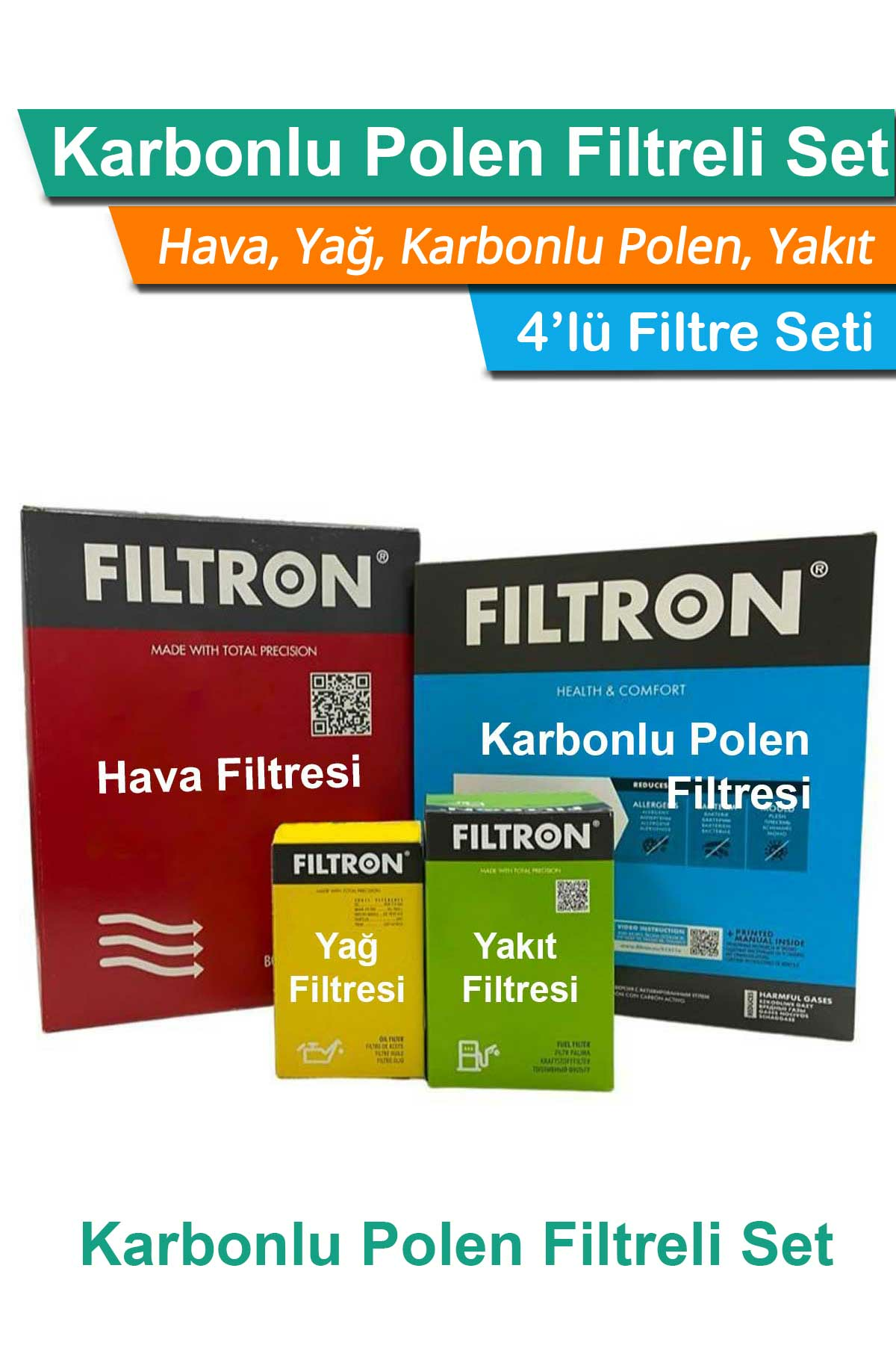 Peugeot Partner 1.6 HDI Euro5 Filtron Filtre Bakım Seti 2011-2017 Hava+Yağ+Yakıt+Karbonlu Polen