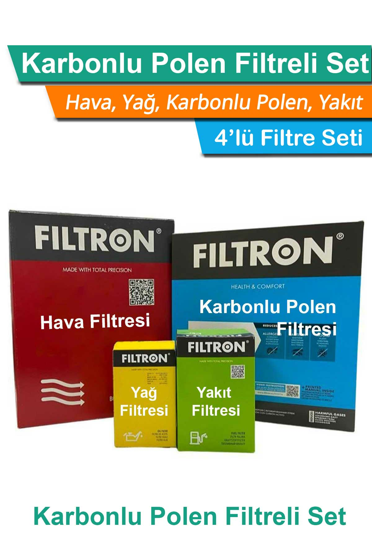 Citroen C2 1.6 Benzinli Filtron Filtre Bakım Seti 2003-2008 Hava+Yağ+Yakıt+Karbonlu Polen