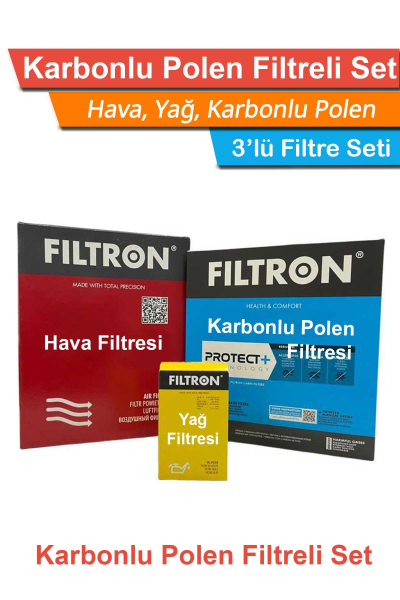 Citroen C3 1.4 HDI 70Hp Dizel Filtron Filtre Bakım Seti 2003-2009 Hava+Yağ+Karbonlu Polen