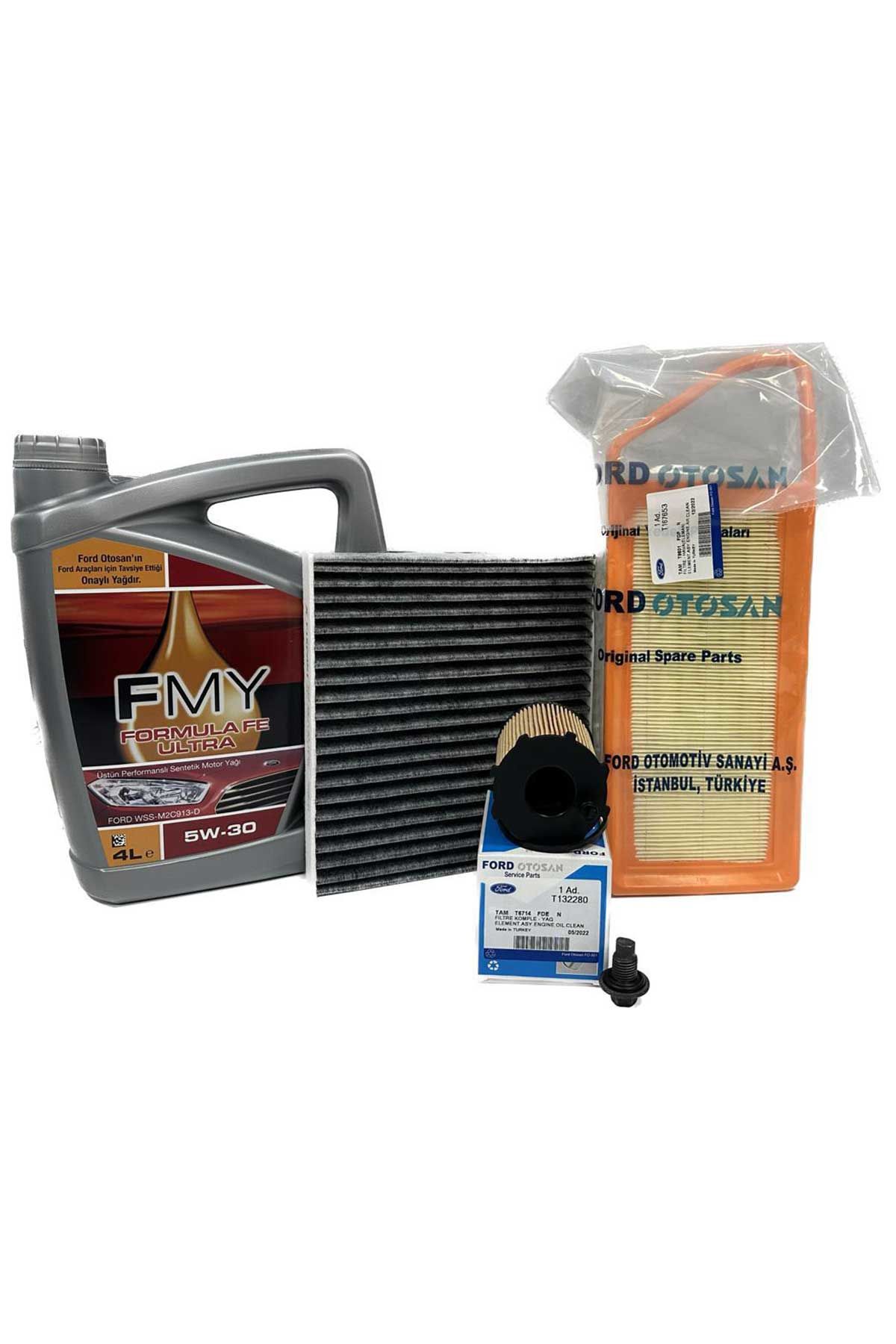 Ford Fusion 1.4 TDCi Dizel Filtre Bakım Seti 2002-2011 Hava+Yağ+Karbonlu Polen Filtresi+Motor Yağı