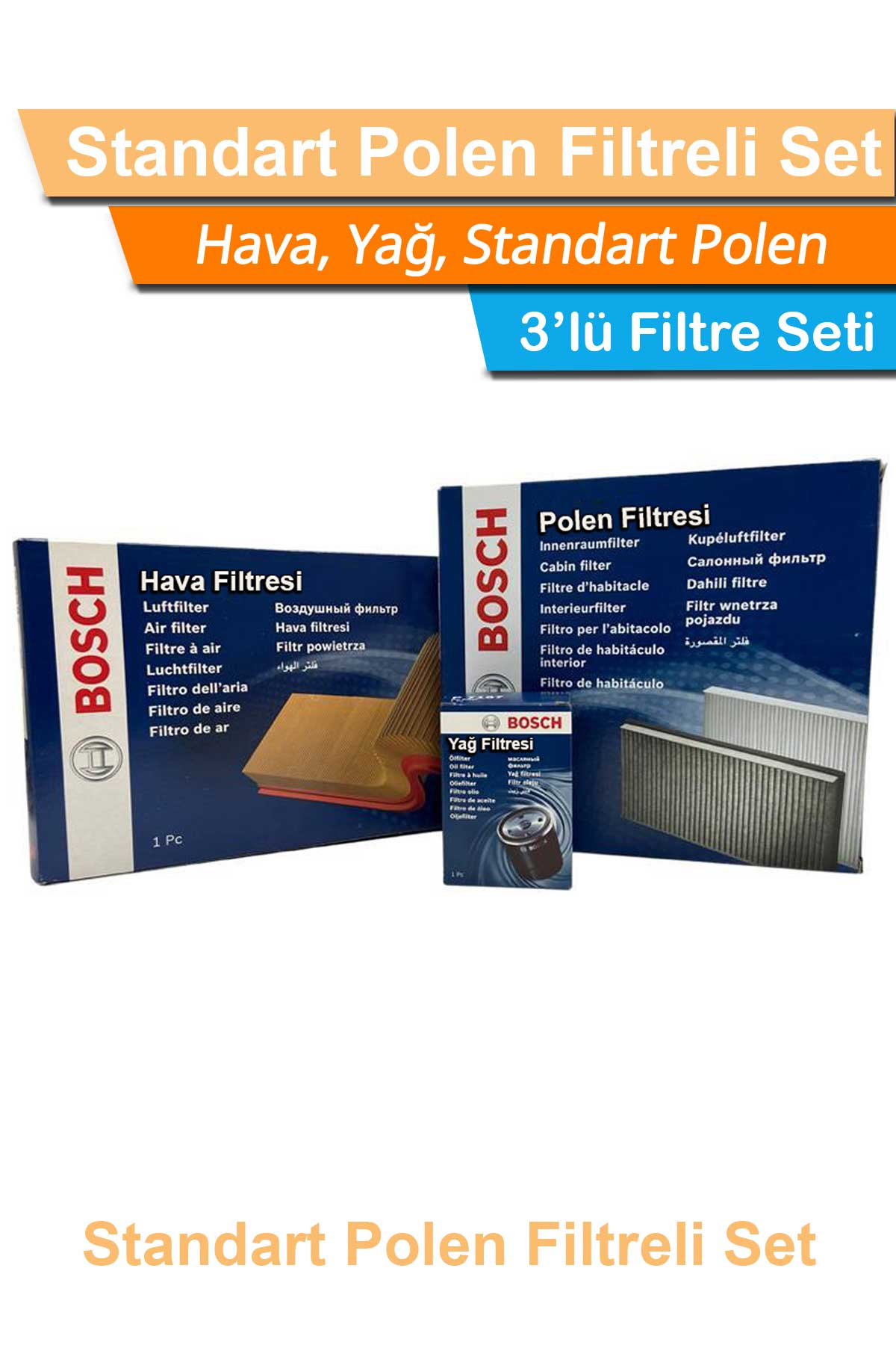 Seat Altea 1.6 Benzinli Bosch Filtre Bakım Seti 2004-2007 Hava+Yağ+Standart-Polen