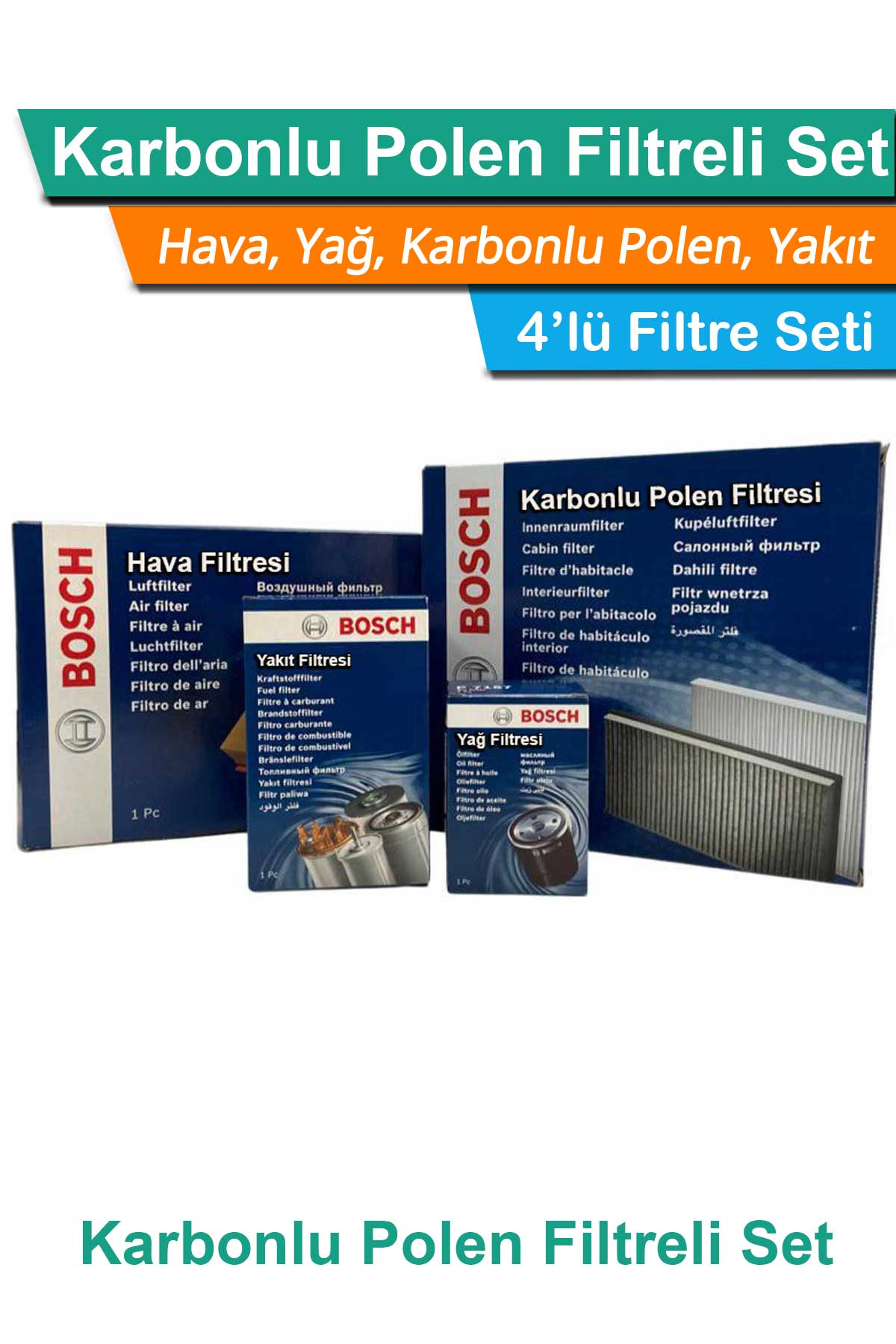 Seat İbiza 1.4  Benzinli Bosch Filtre Bakım Seti 2006-2015 Hava+Yağ+Yakıt+Karbonlu-Polen