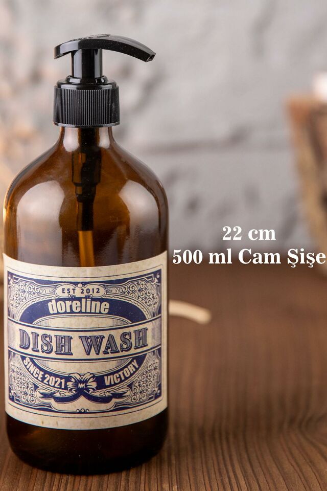 Vintage Amber Cam Bulaşık Detarjanı Sabunluk DISH WASH 500ml