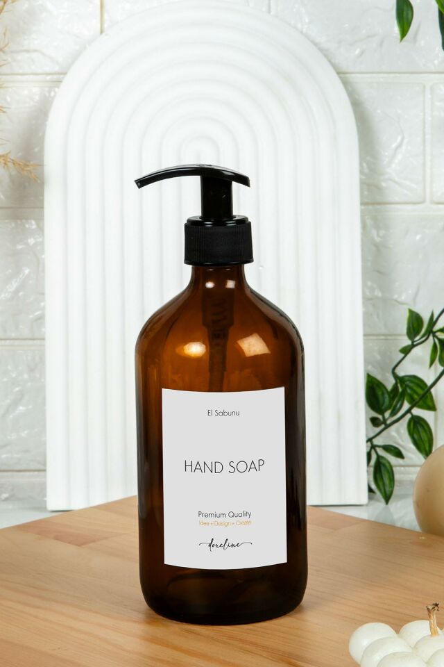 Soft Amber Cam Sıvı Sabun Şişesi Sabunluk Hand Soap 500ml