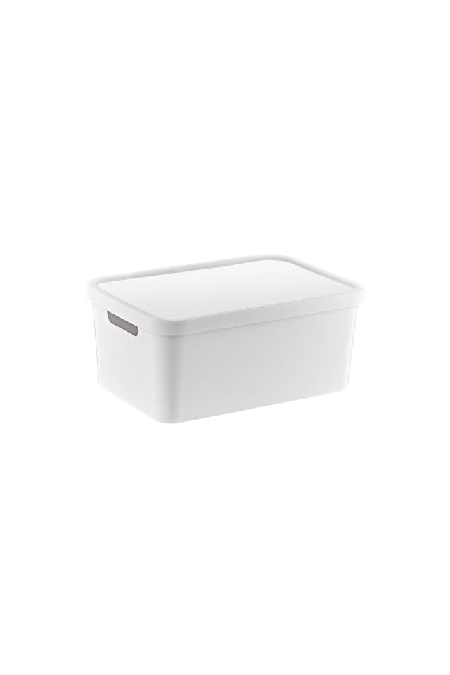 HaneBox 2 Adet Beyaz Çok Amaçlı Kapaklı Organizer Düzenleyici Kapaklı Kutu 4,5 LT