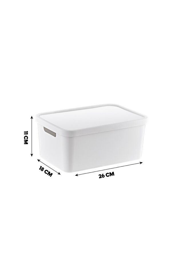 HaneBox 2 Adet Beyaz Çok Amaçlı Kapaklı Organizer Düzenleyici Kapaklı Kutu 4,5 LT