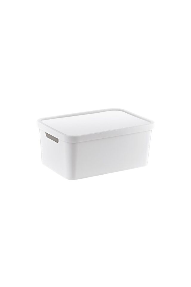 HaneBox 3 Adet Beyaz Çok Amaçlı Kapaklı Organizer Düzenleyici Kapaklı Kutu 4,5 LT