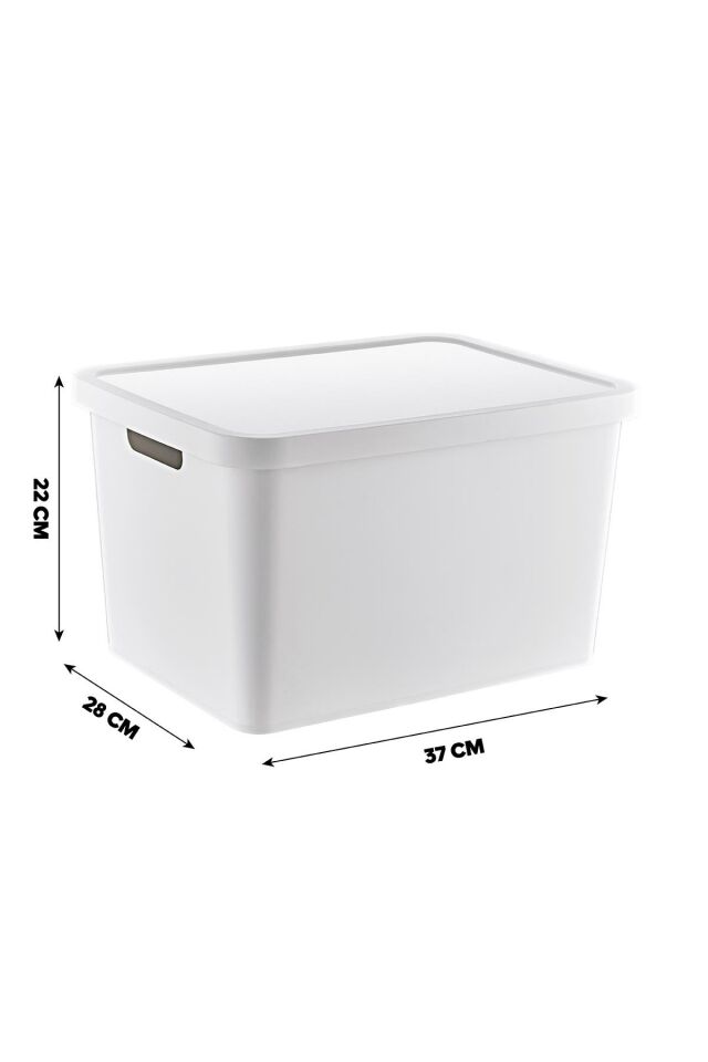 HaneBox 2 Adet Beyaz Çok Amaçlı Kapaklı Organizer Düzenleyici Kapaklı Kutu 18 LT
