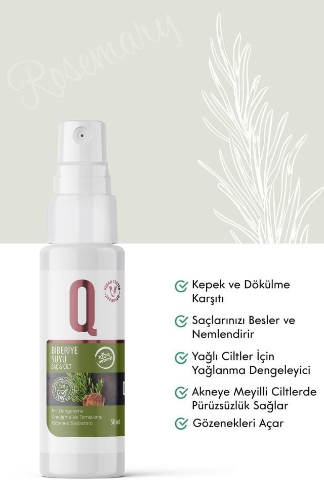 Organik Biberiye Suyu Kepek Ve Dökülme Karşıtı, Cilt Temizleyici, Yağlanma Dengeliyici