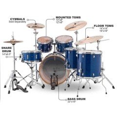 Ludwig Evolution Maple (Trans Blue Shell) Bateri Seti