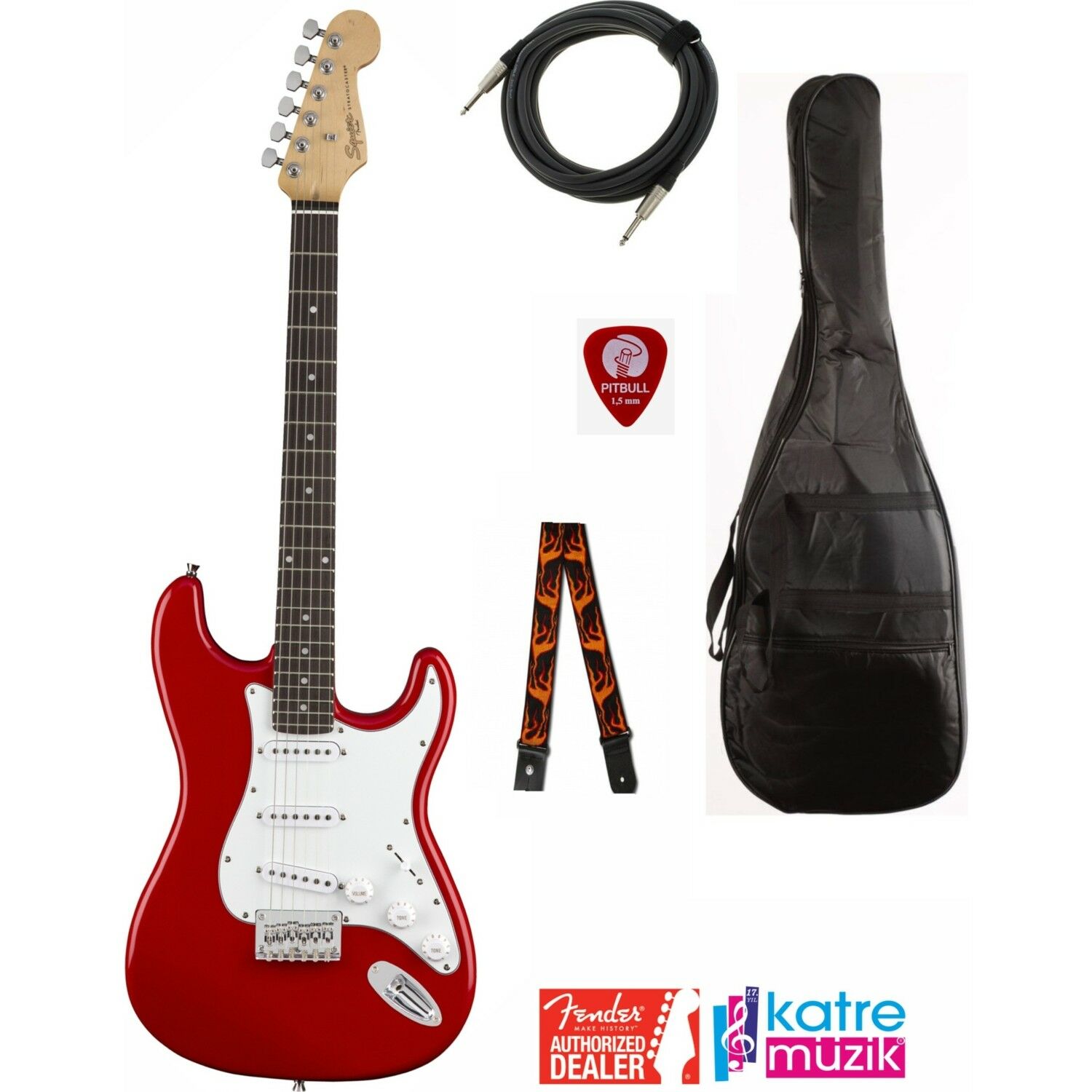 Fender Squier mm Strat Elektro Gitar Seti