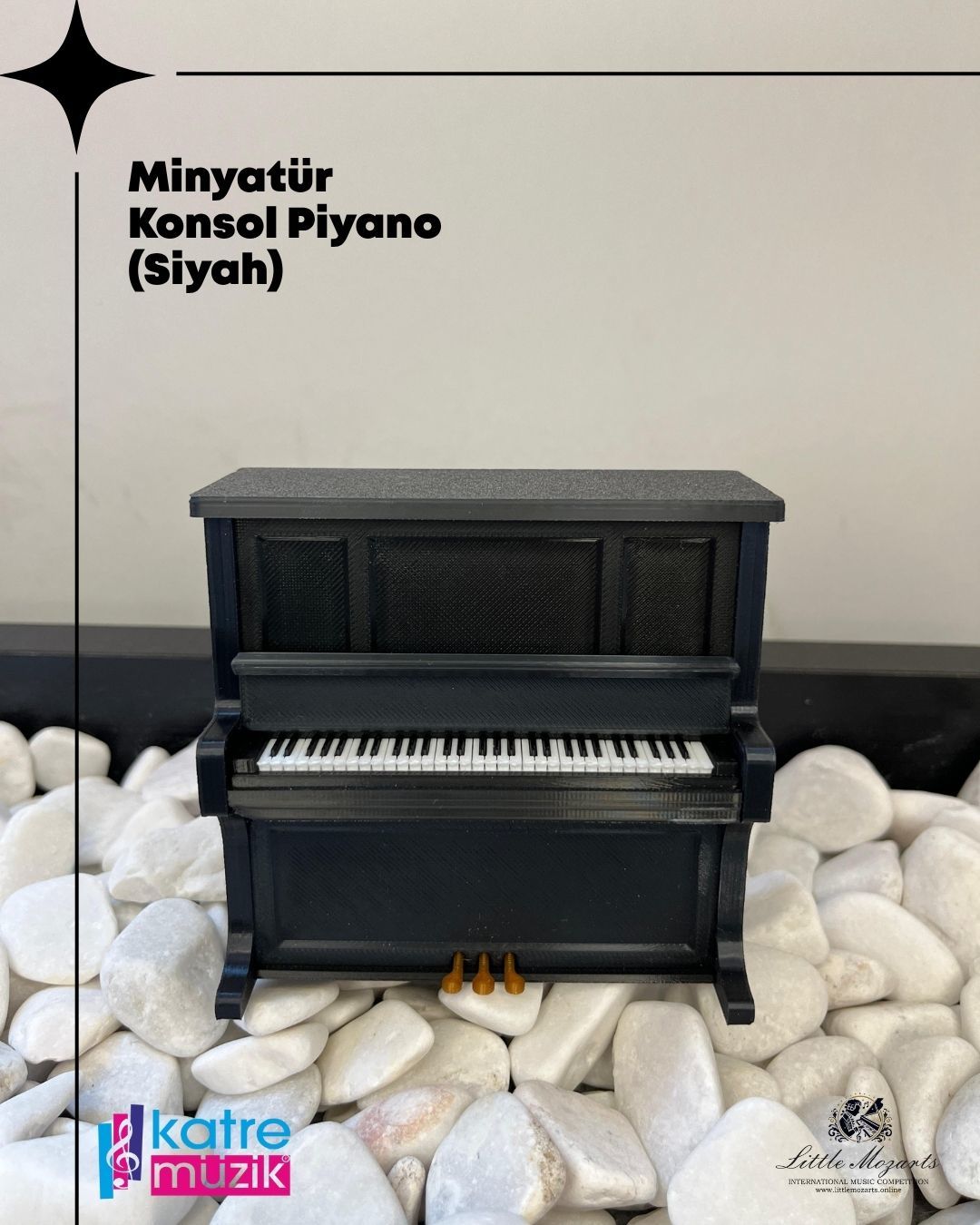 Minyatür Duvar Piyanosu Siyah