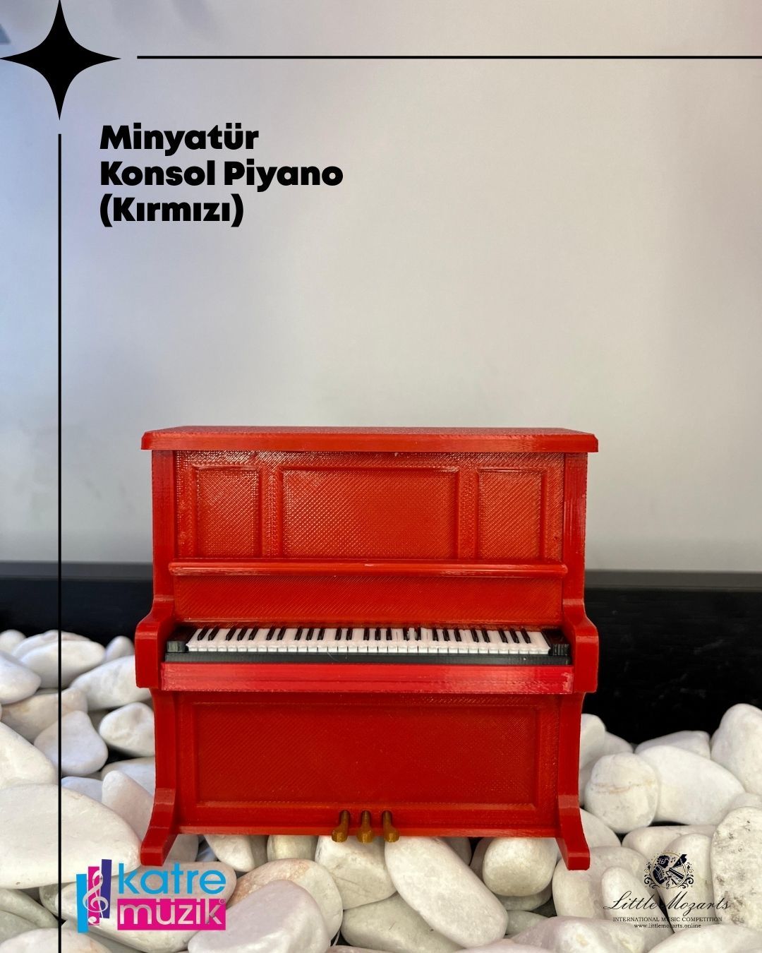 Minyatür Duvar Piyanosu Kırmızı
