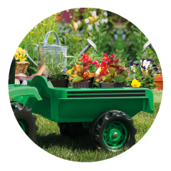 Bucket Tractor with Full Ranchero Trailer