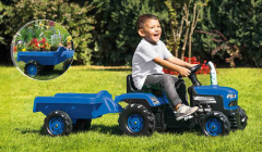 Traktor mit Vollanhängerpedal Blau