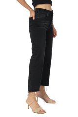 Wide Leg Jeans Taşlama Kot Pantolon Siyah