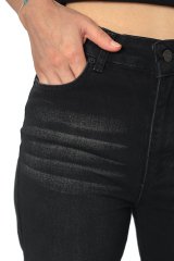Wide Leg Jeans Taşlama Kot Pantolon Siyah