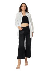 Wide Leg Jeans Taşlama Kot Pantolon Siyah