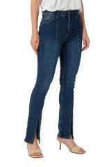 Paçası Yırtmaçlı Skinny Kot Pantolon Koyu Mavi