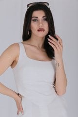 Havuz Yaka Askılı Bluz Beyaz