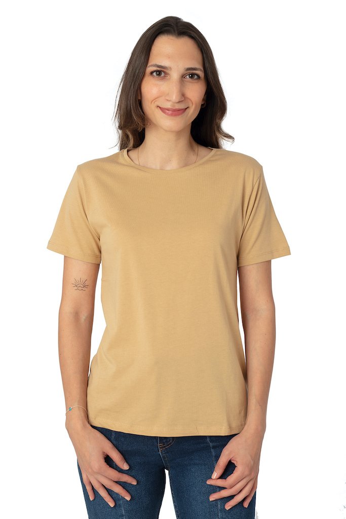 Basic T-shirt Regular Fit %100 Pamuk Bej