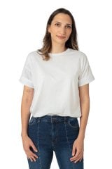 Basic Duble Kol Tshirt Regular Fit %100 Pamuk Beyaz