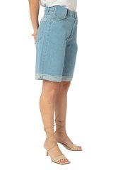 Duble Paça Kot Şort Denim Bermuda