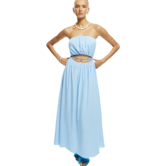 Straplez Cut Out Detaylı Elbise Mavi