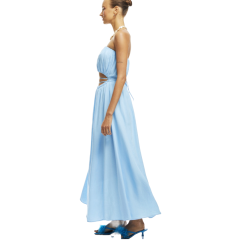 Straplez Cut Out Detaylı Elbise Mavi