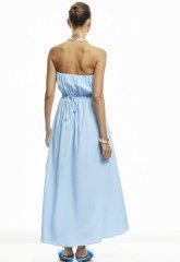 Straplez Cut Out Detaylı Elbise Mavi