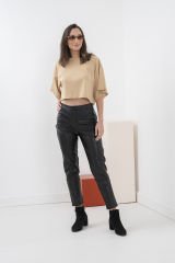 Siyah Normal Bel Skinny Vegan Deri Pantolon
