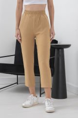 Camel Kısa Kol Düğmeli Gömlek & Pantolon Takım