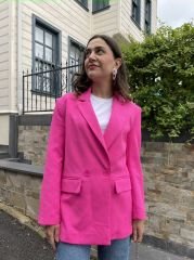 Fuşya Tek Düğmeli Blazer Ceket