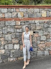 Gri Kolsuz Yaka Detaylı Tulum