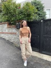 Bej Rengi Paraşüt Pantolon