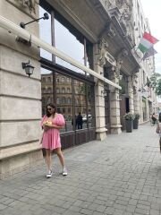 Pembe Balon Kol Kısa Elbise