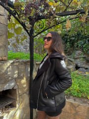 Siyah Kürklü Biker Mont