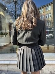 Siyah Sırt Detaylı Crop Ceket